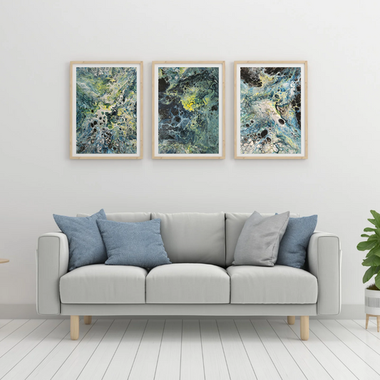 "Worlds Apart" - Set of 3, 10x10 Canvas Art